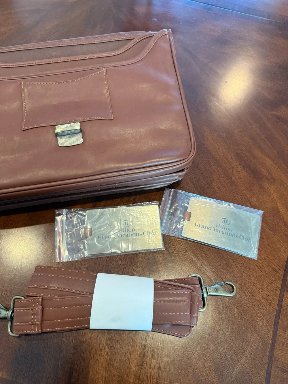 Hilton Grand Vacations Club Brown Leather Briefcase